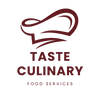 Logo for Taste Culinary Food Services with a stylized spoon and fork on a white background.