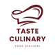 Logo for Taste Culinary Food Services with a stylized spoon and fork on a white background.